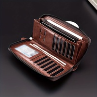Portefeuille en cuir PU à fermeture éclair longue pour hommes, blocage RFID, pochette d'affaires, porte-cartes de crédit, sac à main pour homme, haute qualité 1